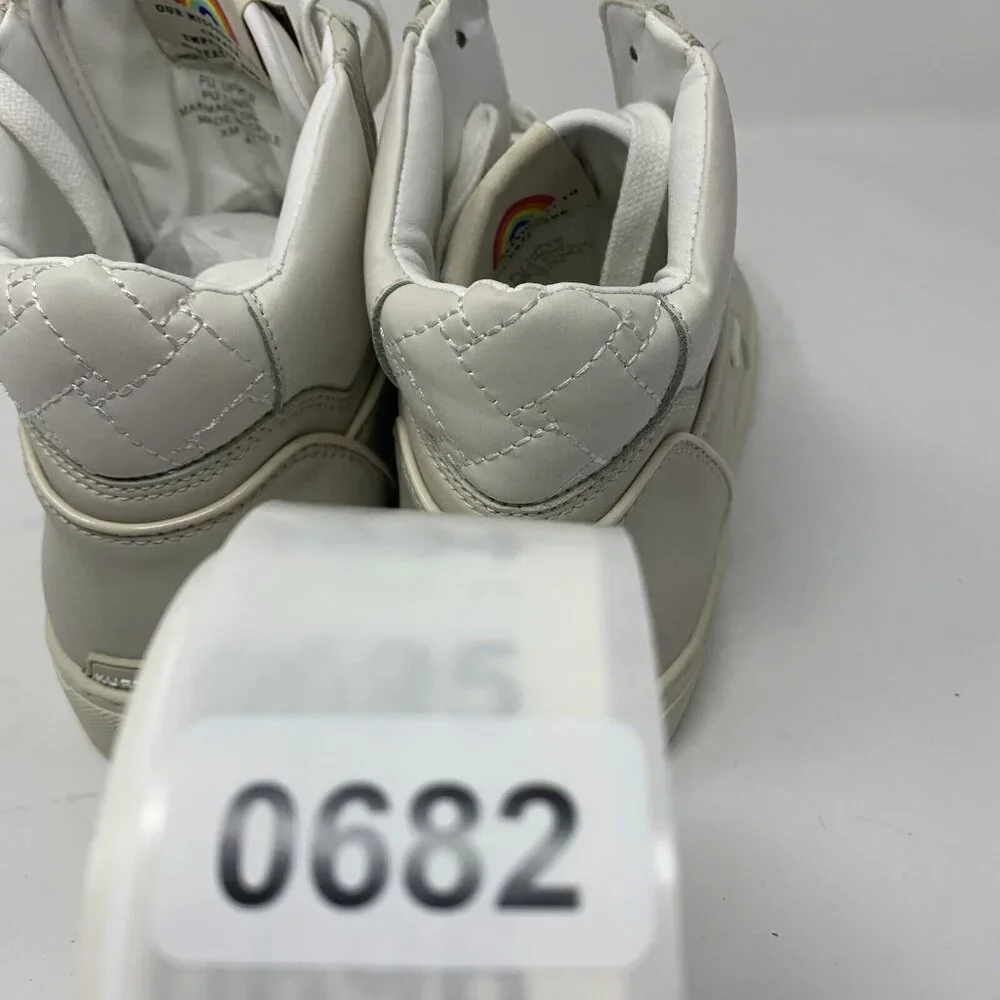 Kurt Geiger London Laney‎ Hi-Top Sneakers Men's 8 Beige Leather Lace Up S0682